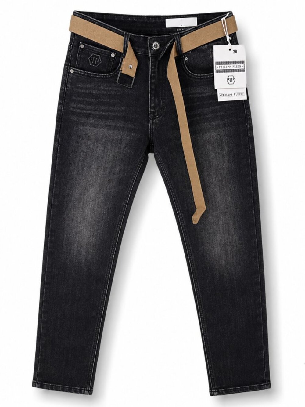 Men’s Black Slim Jeans Belt Detail NWT